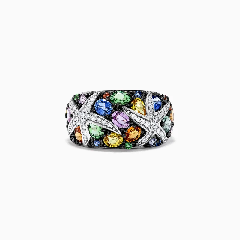 Watercolors 14K White Gold Multi Sapphire and Diamond Ring, 3.75 TCW sold by Effy