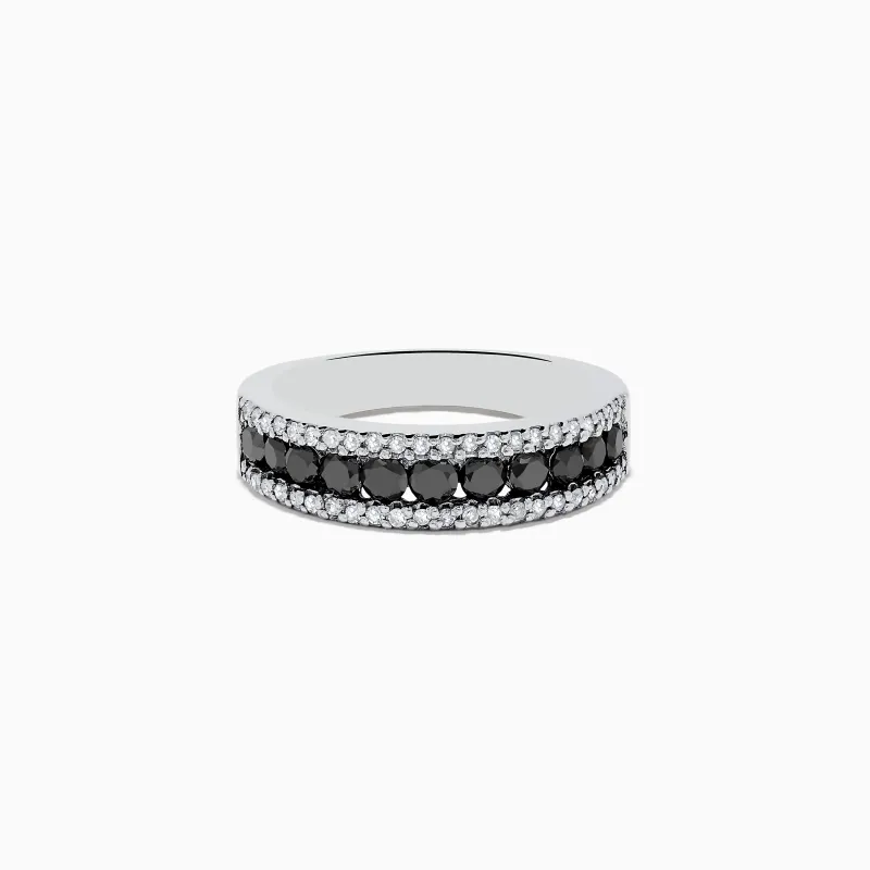 14K White Gold Black and White Diamond Ring, 0.89 TCW sold by Effy