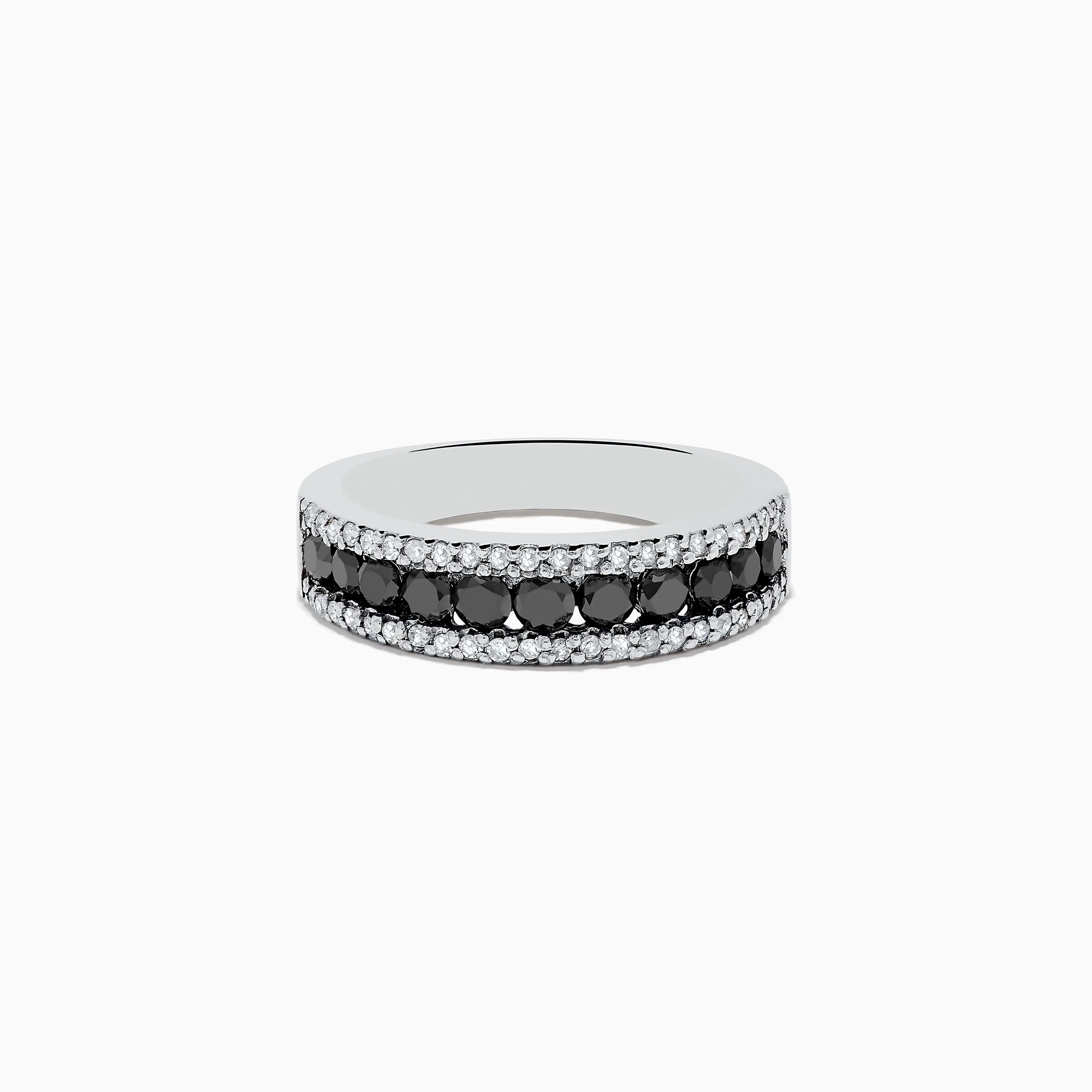 14K White Gold Black and White Diamond Ring, 0.89 TCW sold by Effy