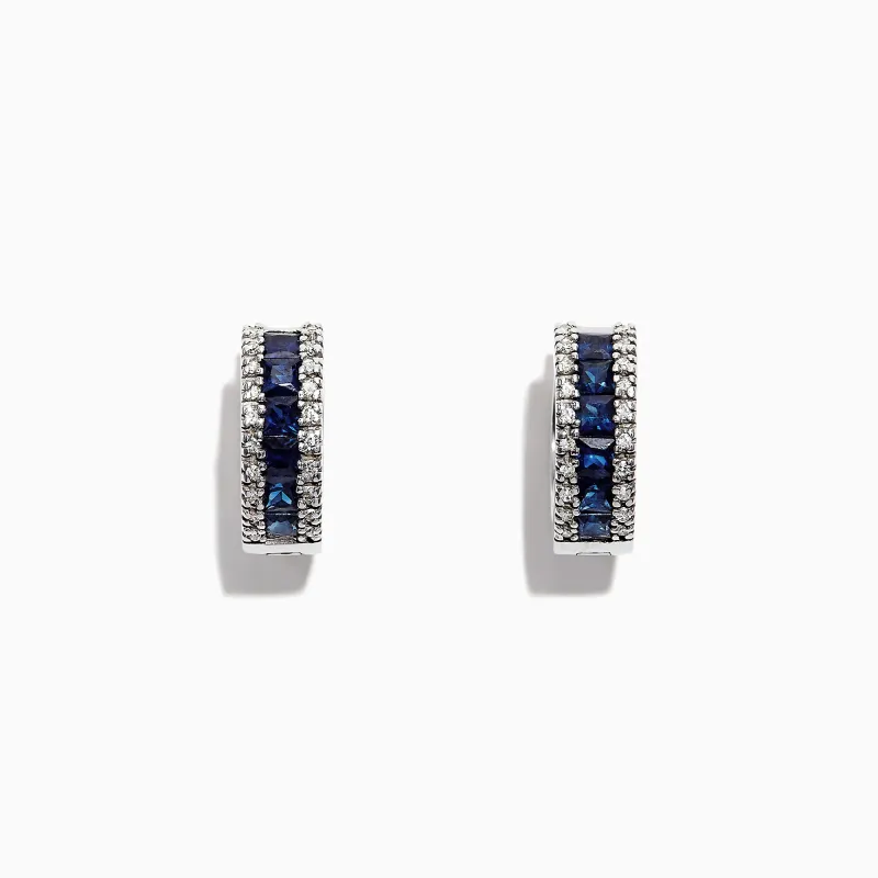 Royale Bleu 14K Gold Sapphire and Diamond Hoop Earrings, 1.76 TCW sold by Effy