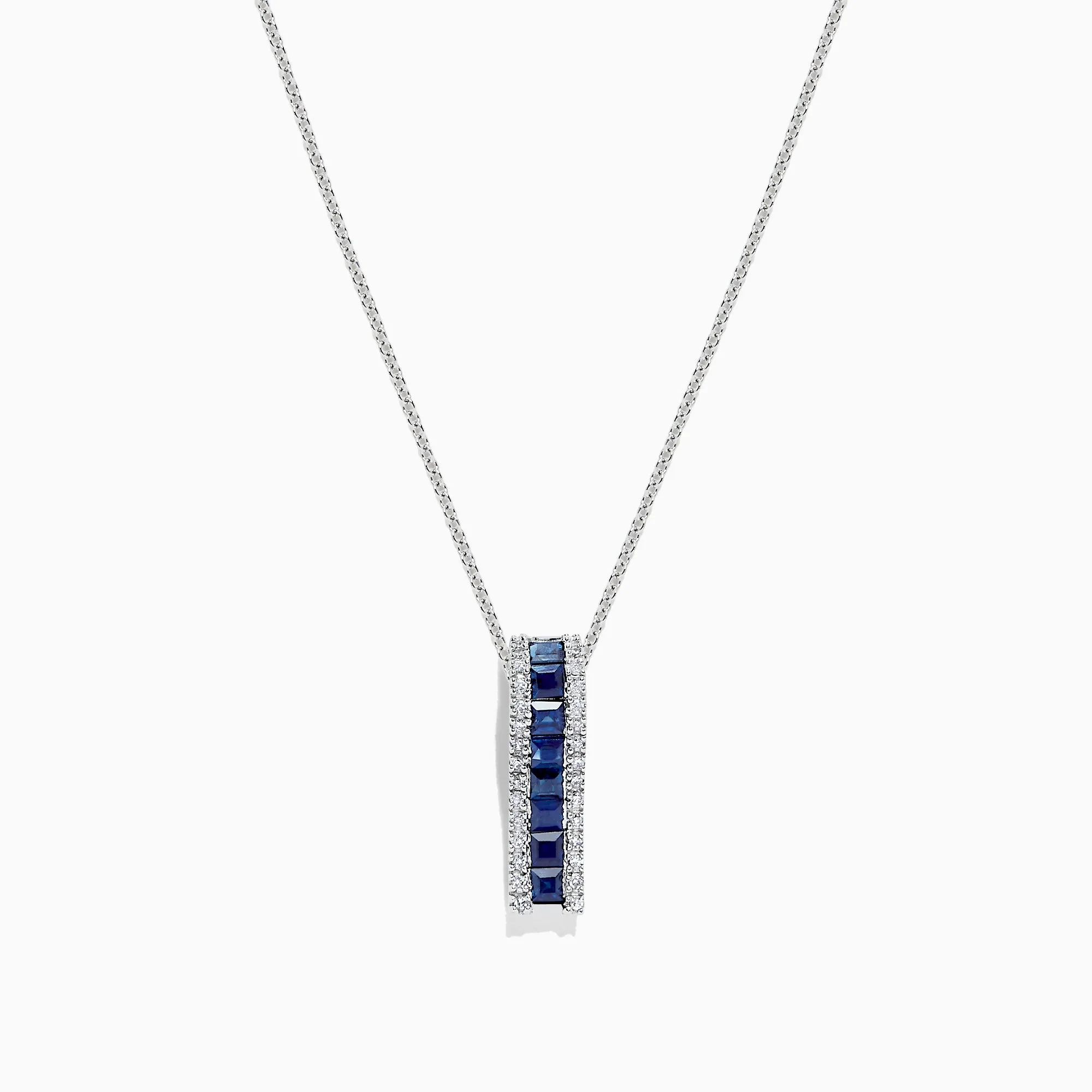 14K White Gold Blue Sapphire and Diamond Pendant, 1.20 TCW sold by Effy