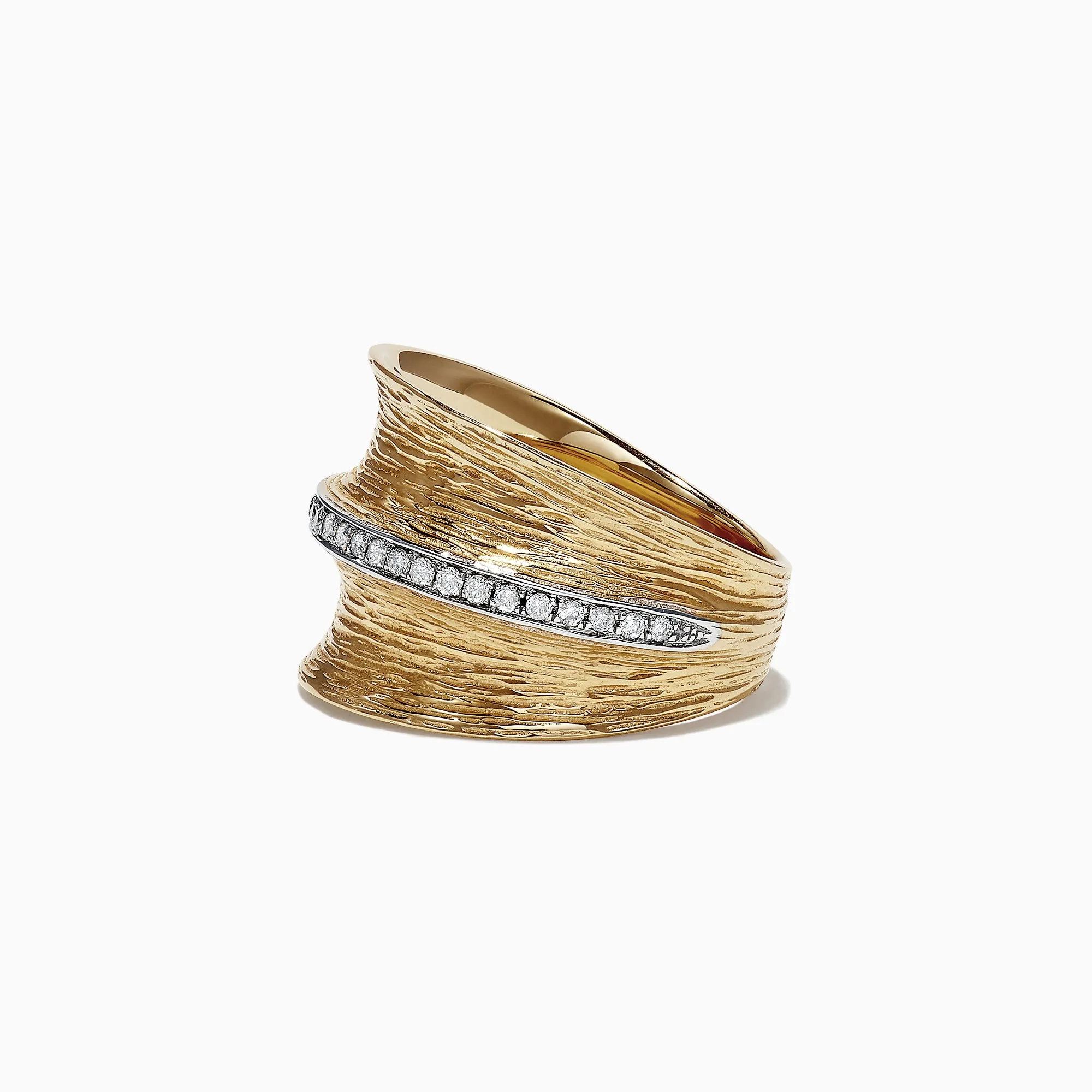 D'Oro 14K Yellow Textured Gold Diamond Ring, 0.24 TCW sold by Effy product image thumbnail 3