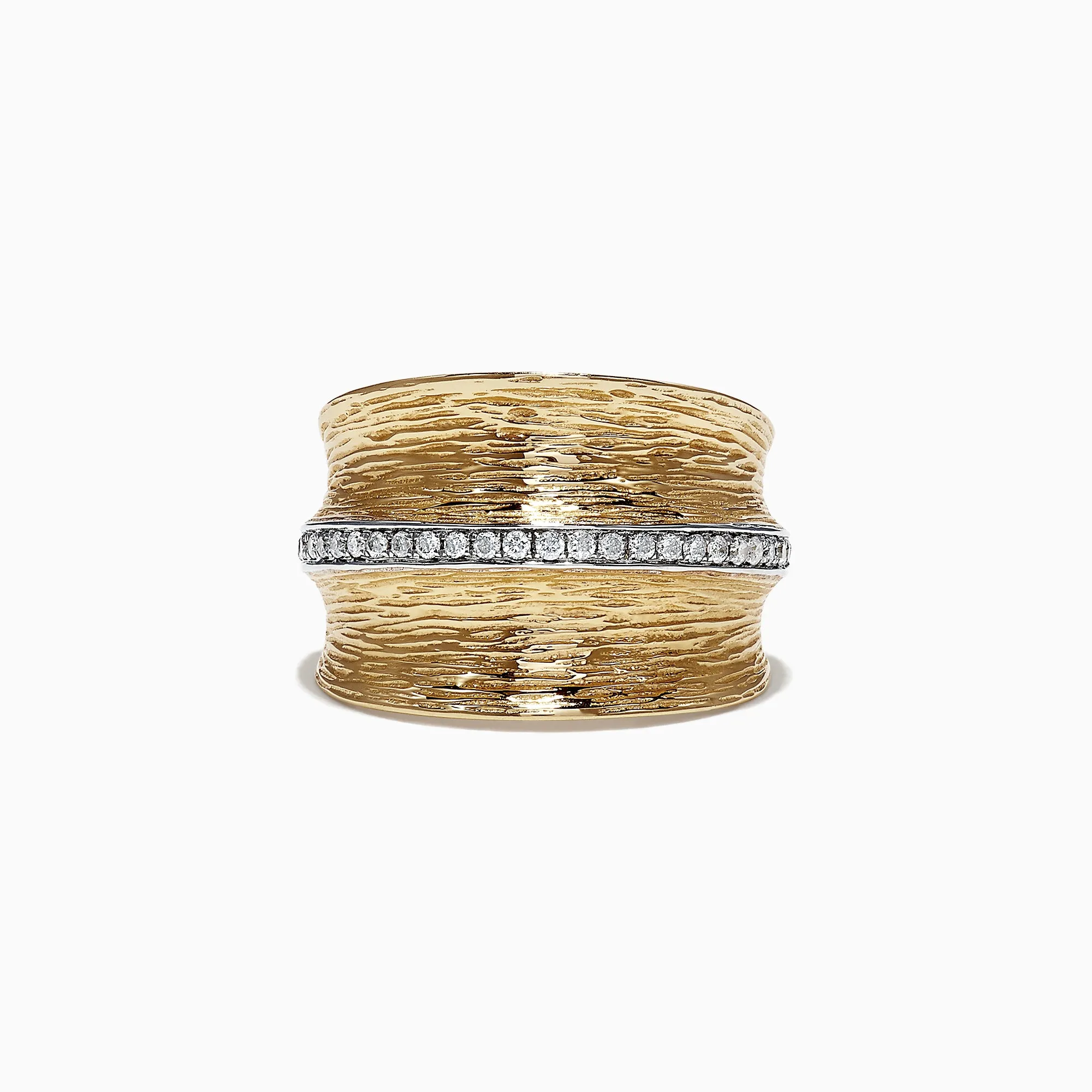 D'Oro 14K Yellow Textured Gold Diamond Ring, 0.24 TCW sold by Effy