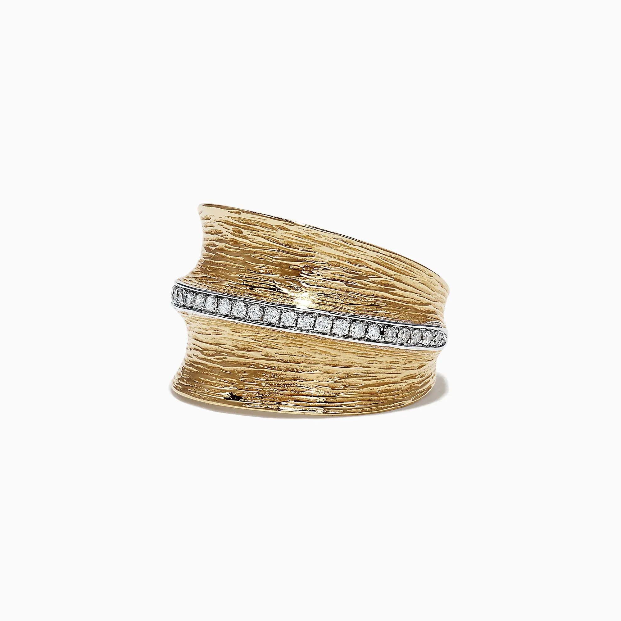 D'Oro 14K Yellow Textured Gold Diamond Ring, 0.24 TCW sold by Effy product image thumbnail 2