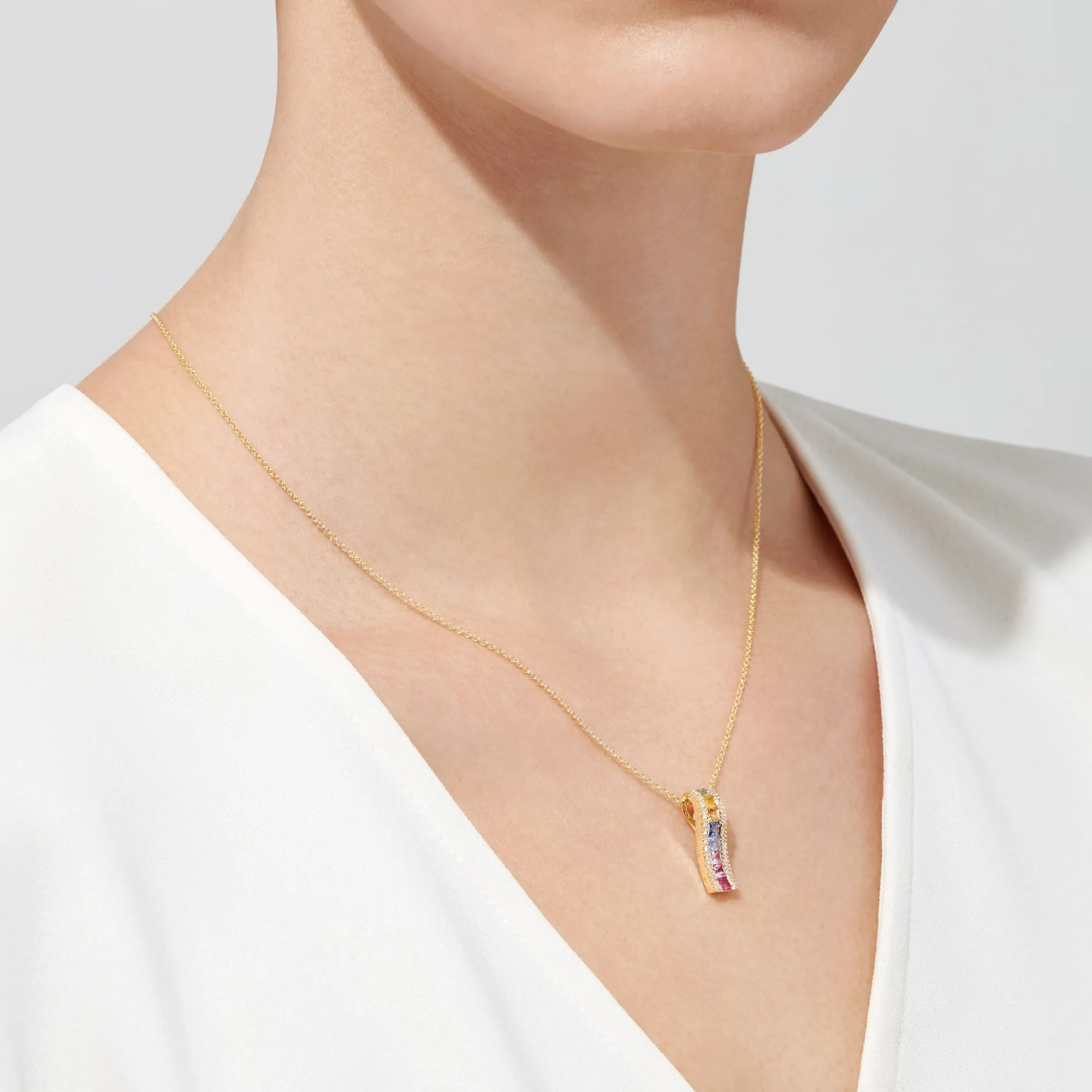 Watercolors 14K Yellow Gold Multi Sapphire & Diamond Pendant, 1.17 TCW sold by Effy product image thumbnail 2