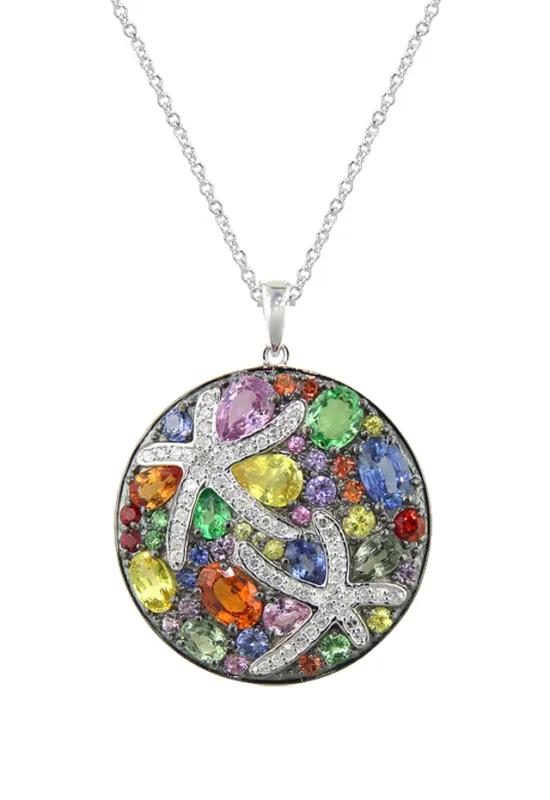 Watercolors 14K White Gold Multi Sapphire & Diamond Pendant, 5.71 TCW sold by Effy