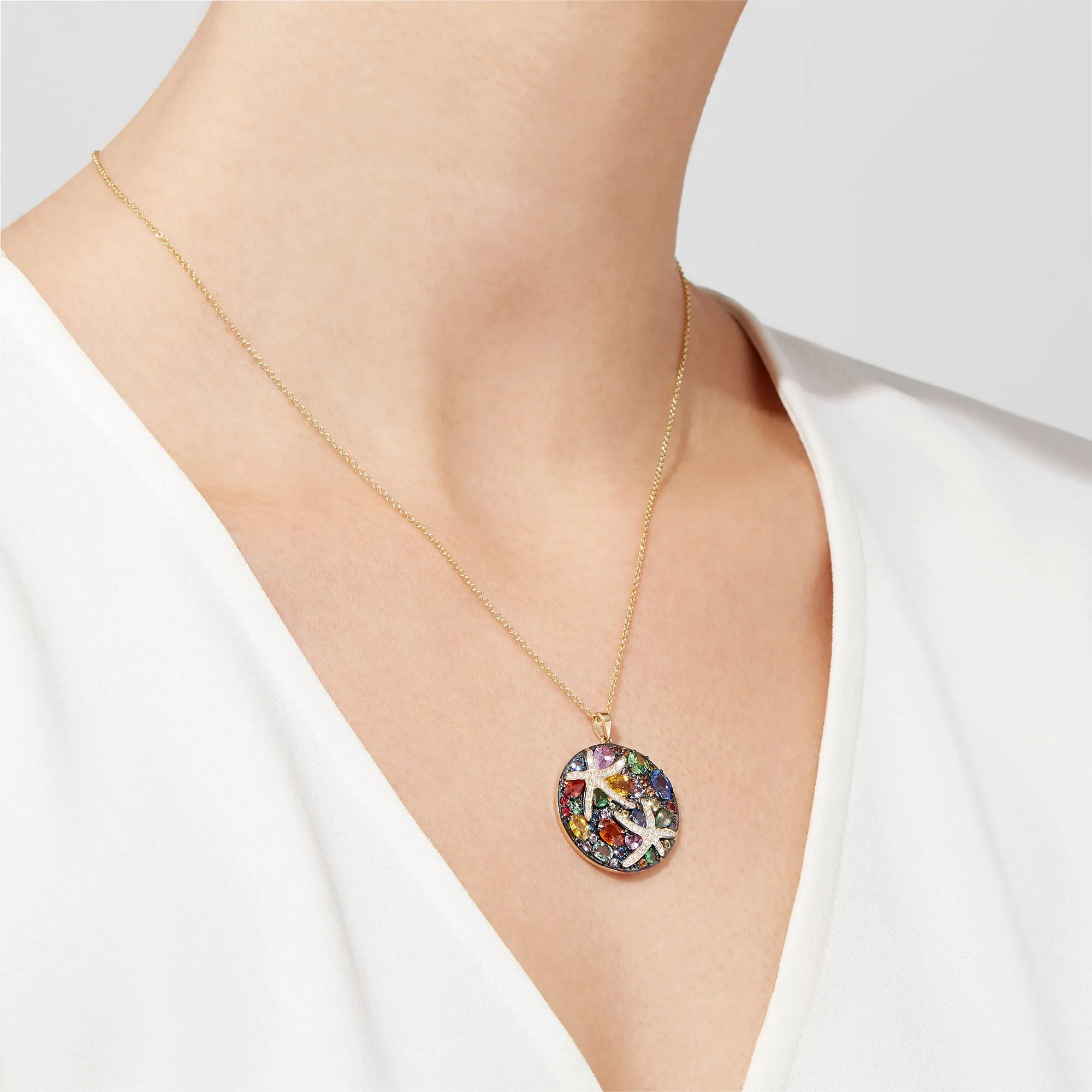 Watercolors 14K White Gold Multi Sapphire & Diamond Pendant, 5.71 TCW sold by Effy product image thumbnail 2