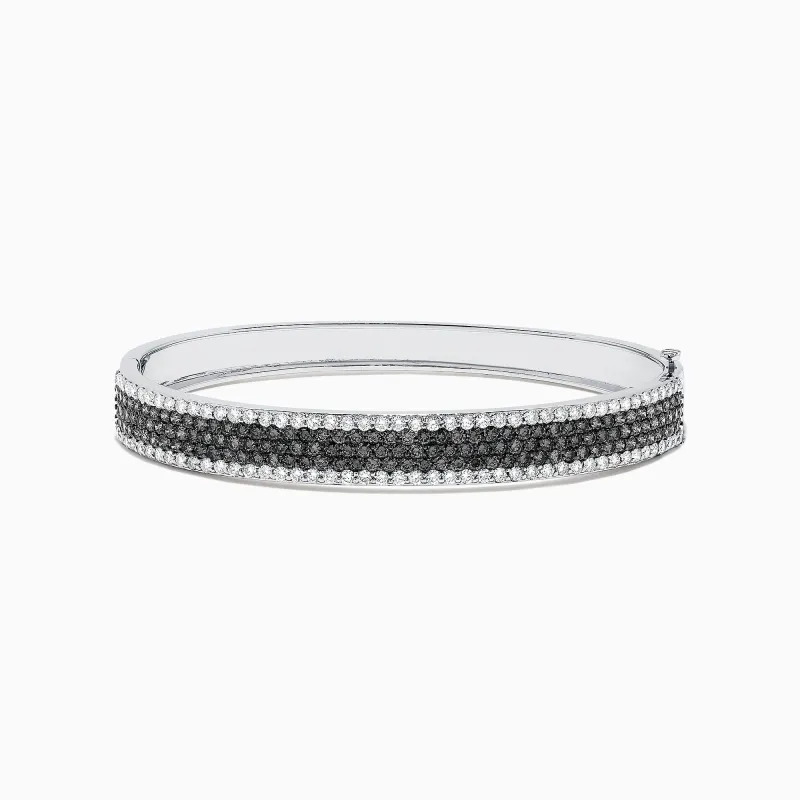 14K White Gold Black and White Diamond Bangle, 4.47 TCW sold by Effy