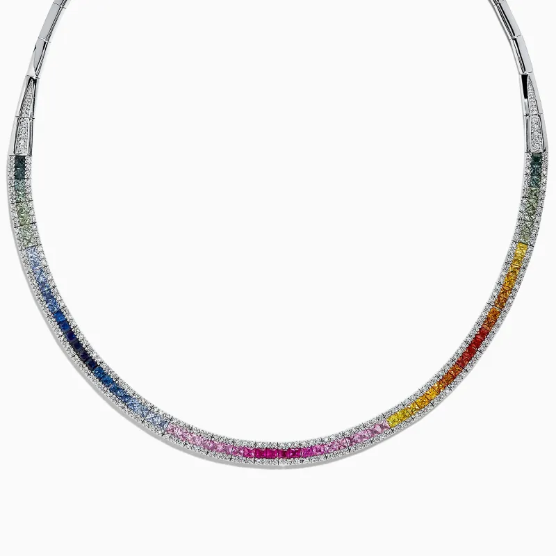 Watercolors 14K White Gold Multi Sapphire & Diamond Necklace, 11.31 TCW sold by Effy