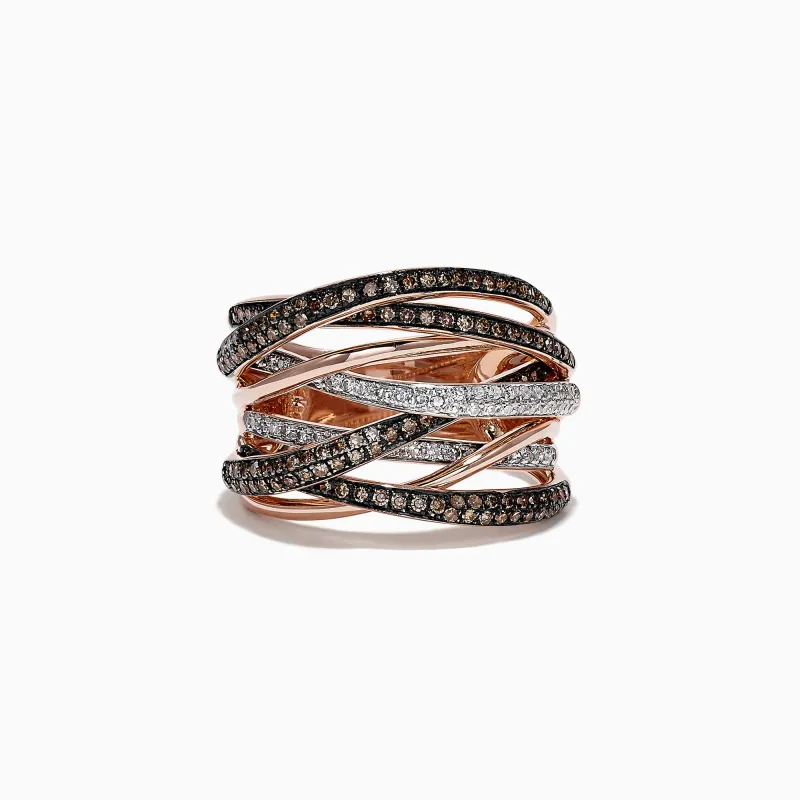 14K Rose Gold Espresso and White Diamond Ring, 0.74 TCW sold by Effy