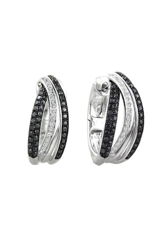 14K White Gold Black and White Diamond Earrings, .71 TCW sold by Effy