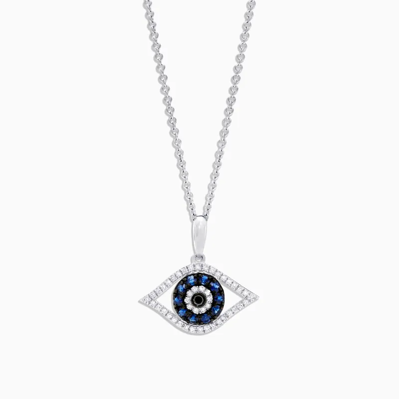 Novelty 14K White Gold Sapphire & Diamond Evil Eye Pendant, 0.42 TCW sold by Effy