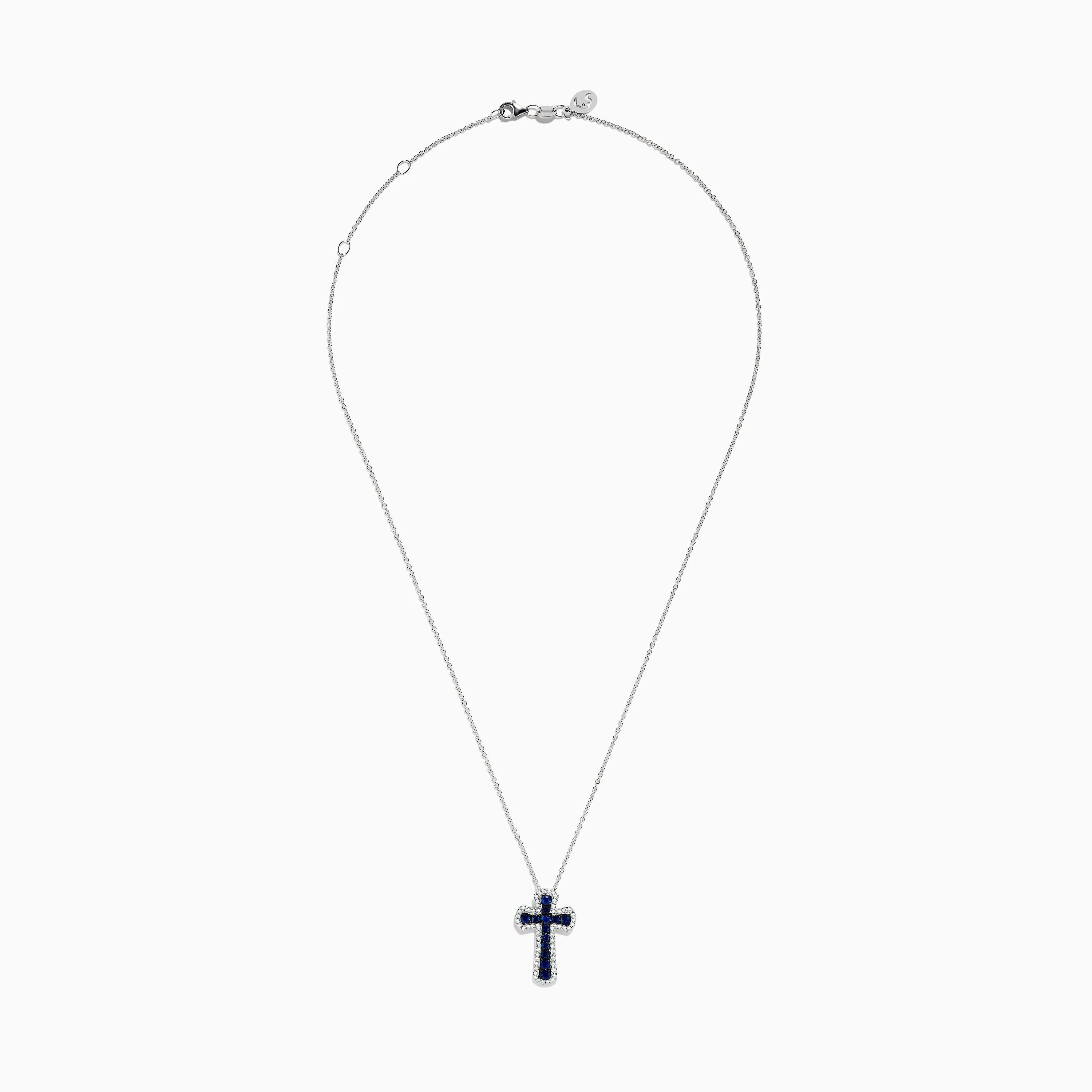 14K White Gold Blue Sapphire & Diamond Cross Pendant, 0.91 TCW sold by Effy product image thumbnail 2