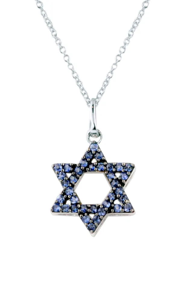 Novelty 14K White Gold Blue Sapphire Star of David Pendant, 0.36 TCW sold by Effy