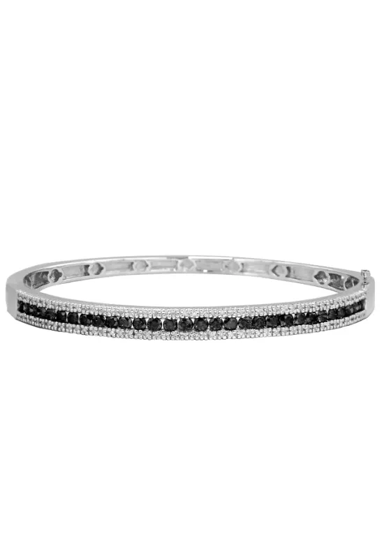 14K White Gold Black and White Diamond Bangle, 2.13 TCW sold by Effy