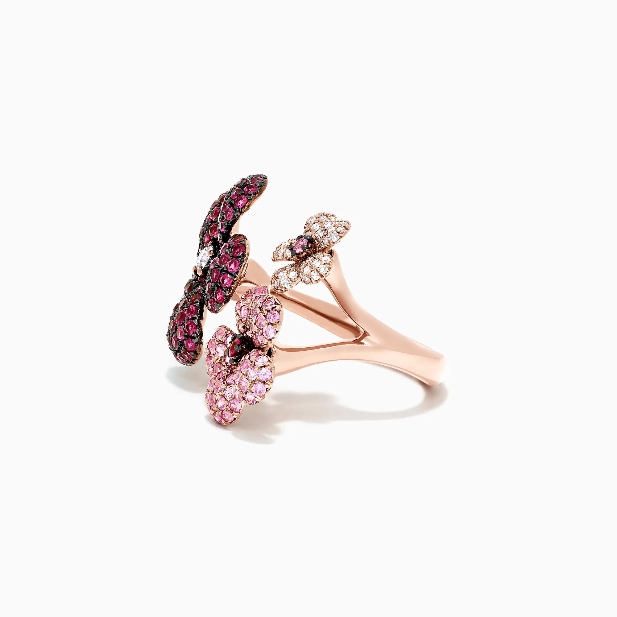 Nature 14K Rose Gold Sapphire, Ruby & Diamond Flower Ring, 3.45 TCW sold by Effy product image thumbnail 3