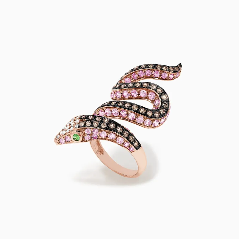 Safari 14K Rose Gold Multi Gemstone and Diamond Snake Ring, 4.38 TCW sold by Effy