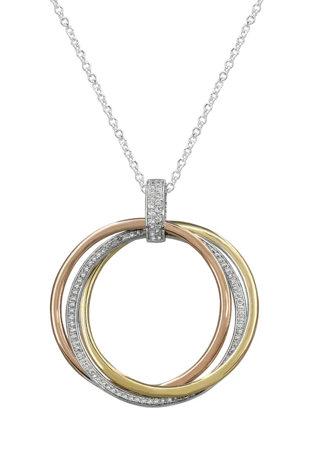 Trio 14K Tri-Color Gold Diamond Circles Pendant, 0.30 TCW sold by Effy