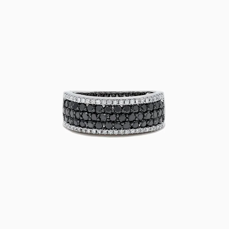 14K White Gold Black and White Diamond Ring, 1.28 TCW sold by Effy