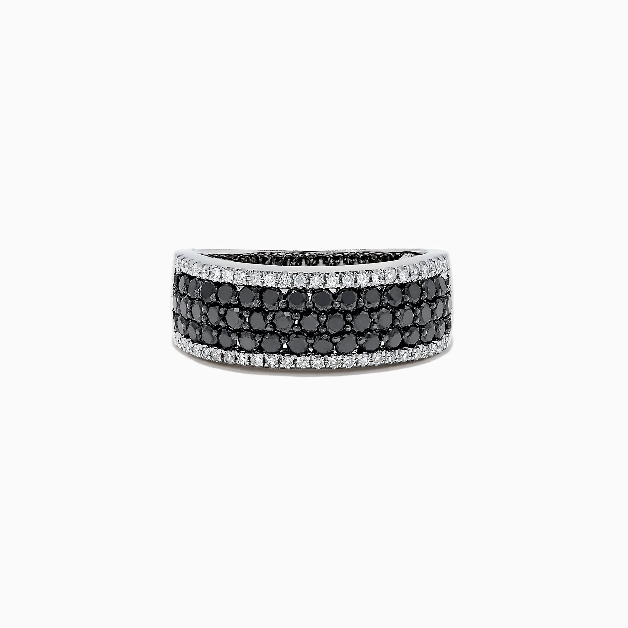 14K White Gold Black and White Diamond Ring, 1.28 TCW sold by Effy