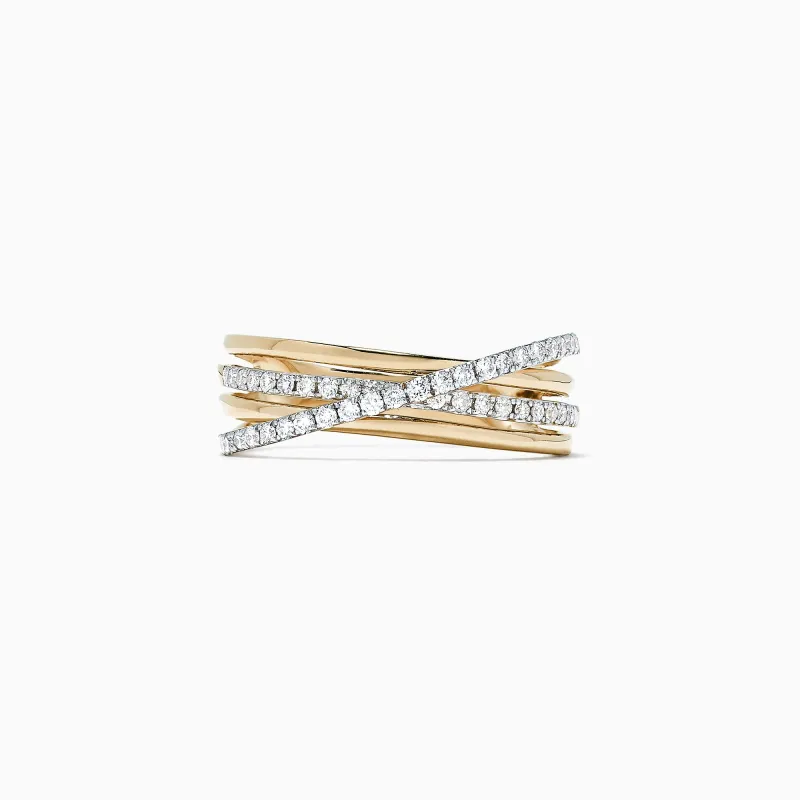 D'Oro 14K Yellow Gold Diamond Crossover Band, 0.29 TCW sold by Effy