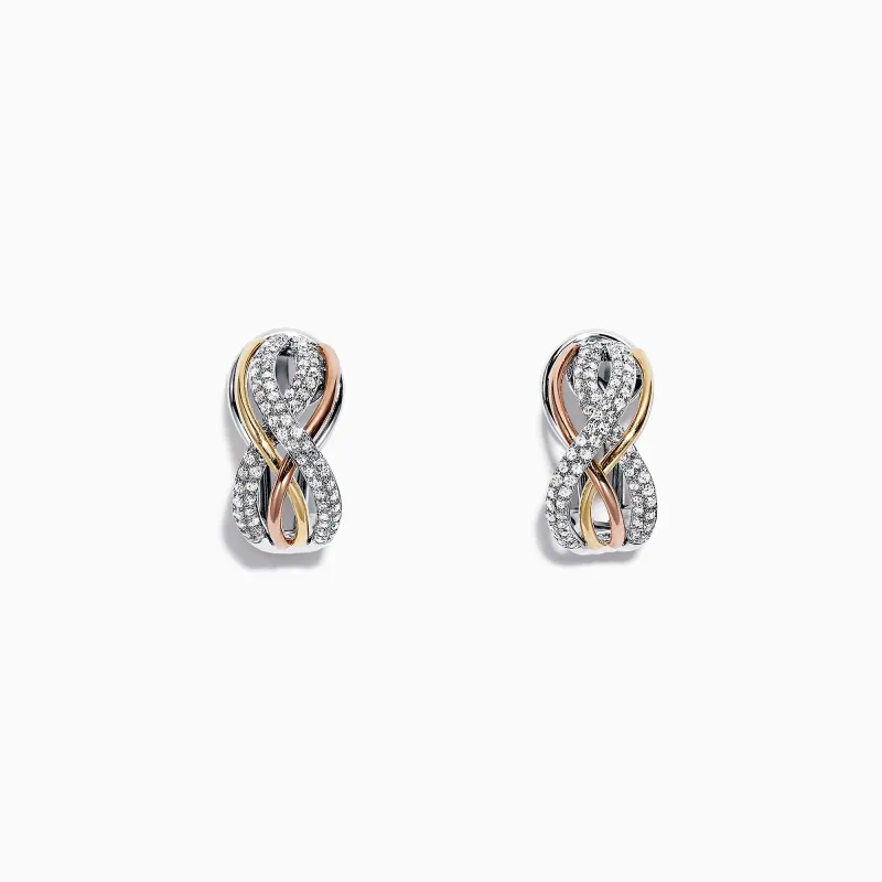 Trio 14K Tri Color Gold 1/2" French Clip Diamond Earrings, 0.55 TCW sold by Effy