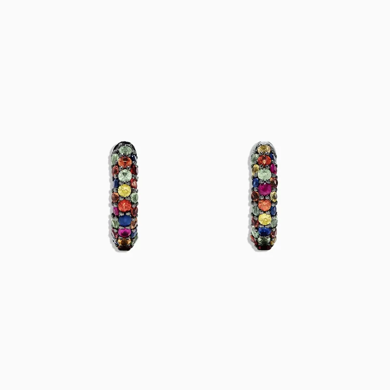 925 Sterling Silver Multi Sapphire Splash Hoop Earrings, 1.98 TCW sold by Effy