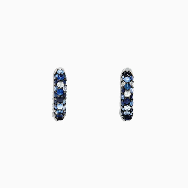 925 Sterling Silver Blue Sapphire Splash 1/2" Hoop Earrings, 1.77 TCW sold by Effy