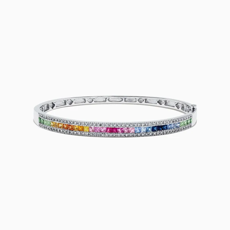 Watercolors 14K White Gold Multi Sapphire & Diamond Bangle, 3.60 TCW sold by Effy