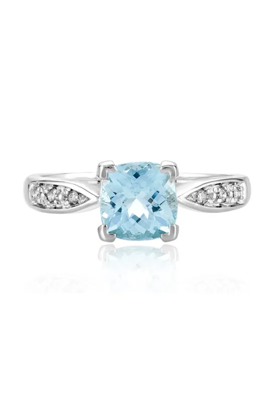 Aquarius 14K White Gold Aquamarine and Diamond Ring, 1.35 TCW sold by Effy