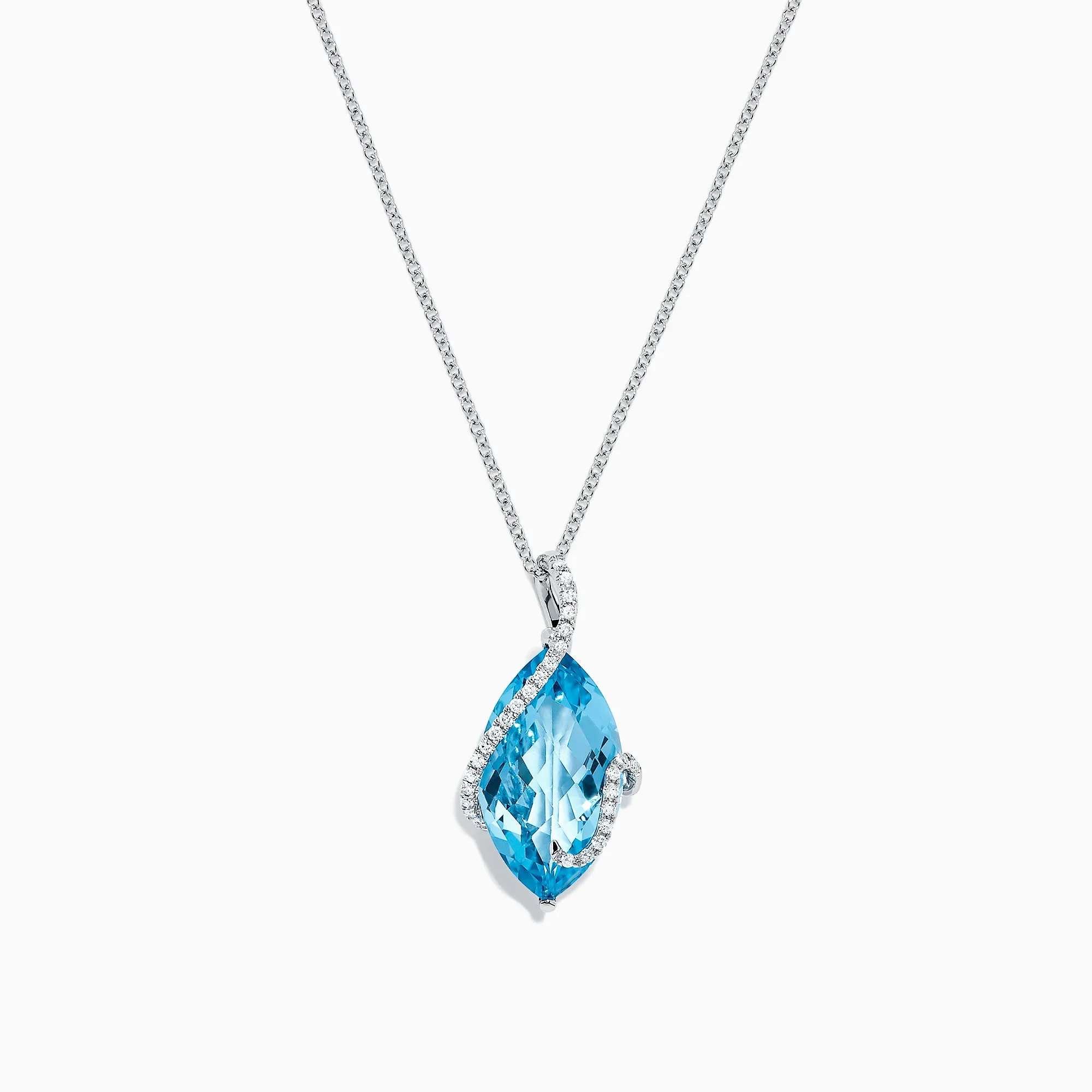 Ocean Bleu 14K White Gold Blue Topaz & Diamond Pendant, 7.27 TCW sold by Effy
