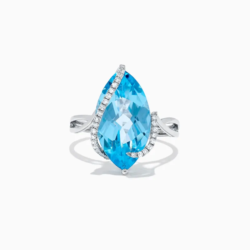 Ocean Bleu 14K White Gold Blue Topaz & Diamond Ring, 7.27 TCW sold by Effy