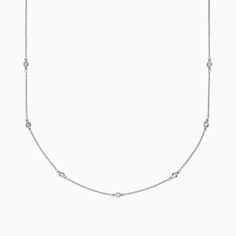 14K White Gold 18" Diamond Station Necklace, 0.21 TCW sold by Effy