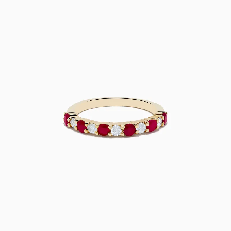 14K Yellow Gold Ruby and Diamond Band 0.88 TCW sold by Effy