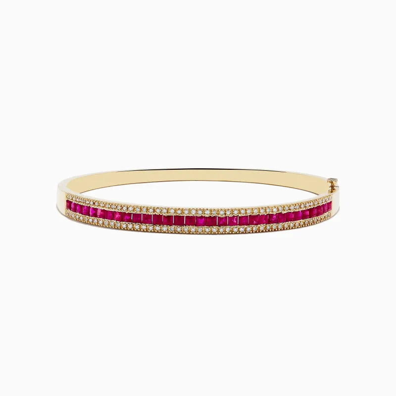14K Yellow Gold Natural Ruby and Diamond Bangle, 3.60 TCW sold by Effy