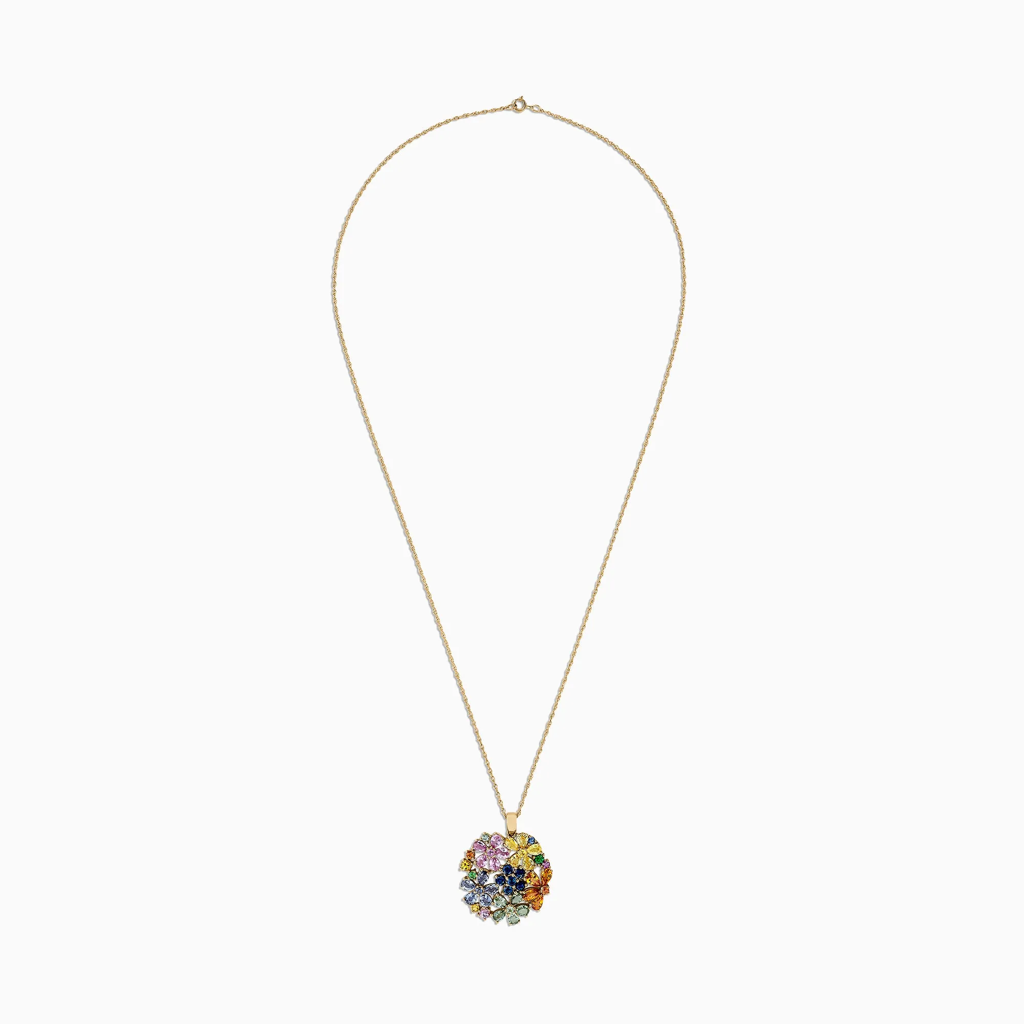 14K Yellow Gold Multi Sapphire and Tsavorite Floral Pendant, 7.53 TCW sold by Effy product image thumbnail 2