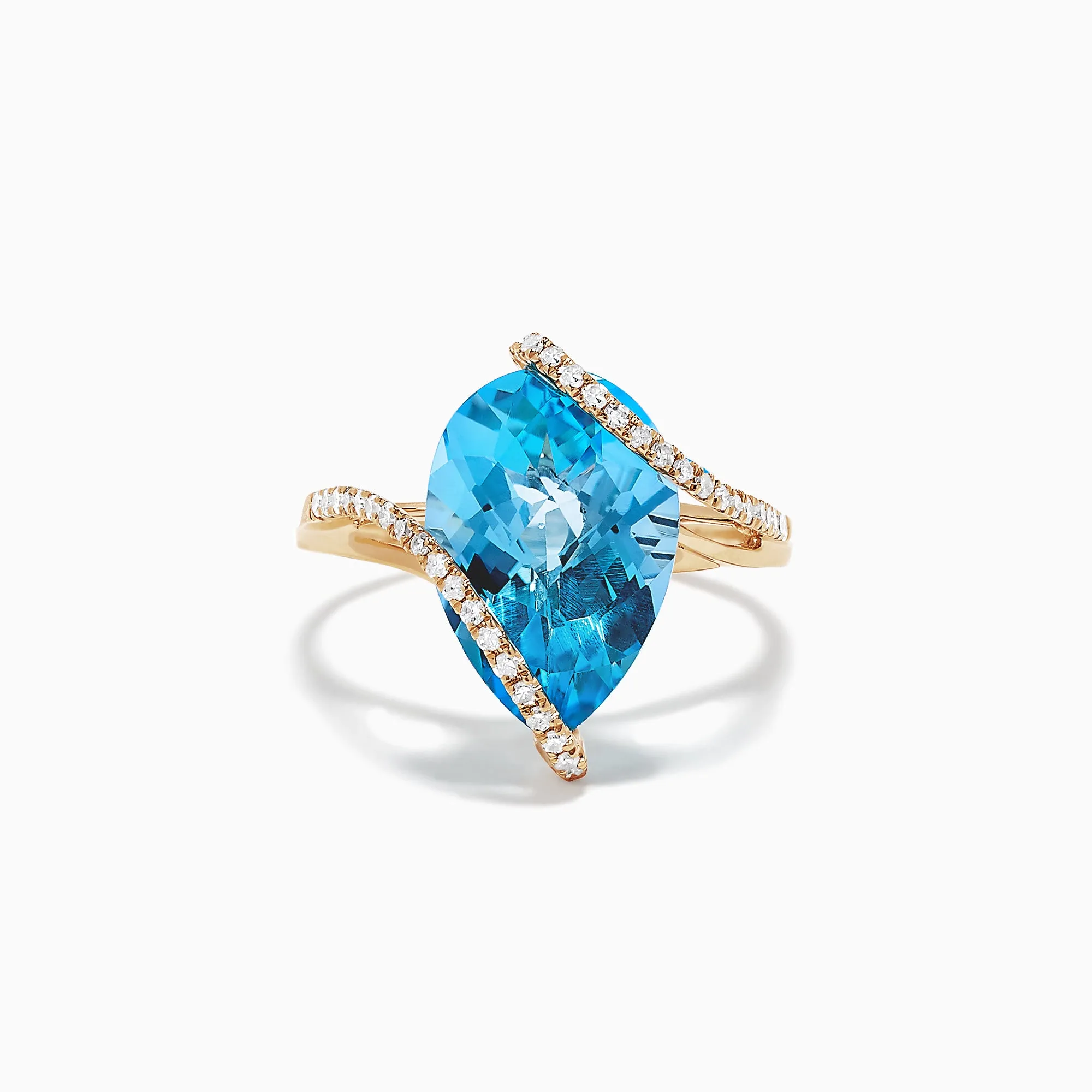 Ocean Bleu 14K Yellow Gold Blue Topaz and Diamond Ring, 6.28 TCW sold by Effy
