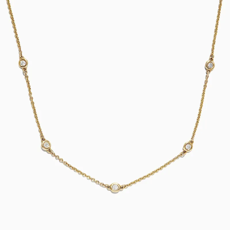 D'Oro 14K Yellow Gold 18" Diamond Station Necklace, 0.21 TCW sold by Effy