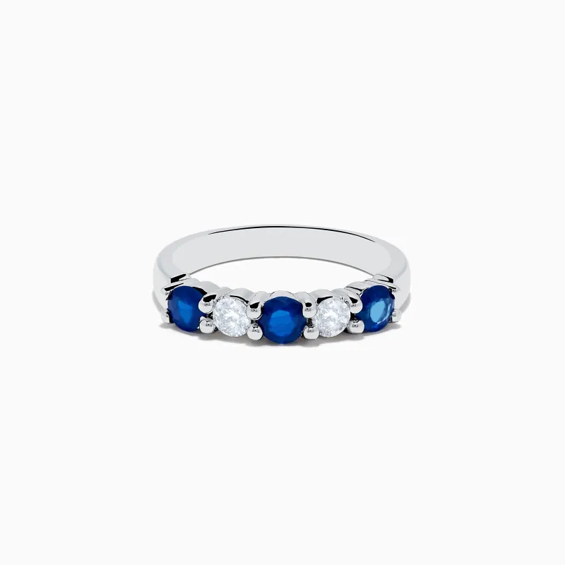 14K White Gold Blue Sapphire and Diamond Ring, 1.14 TCW sold by Effy