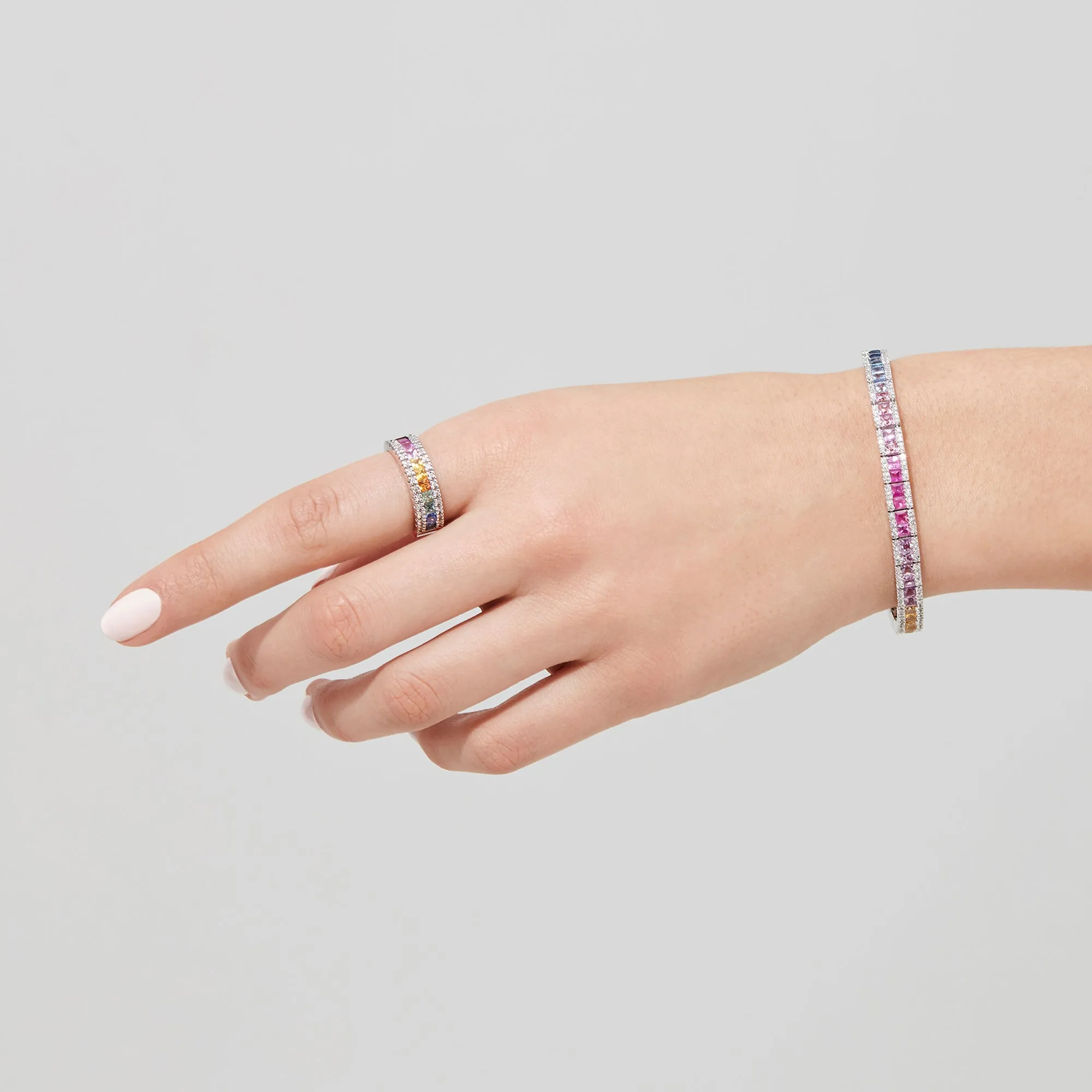 Watercolors 14K White Gold Multi Sapphire & Diamond Bracelet, 9.16 TCW sold by Effy product image thumbnail 3