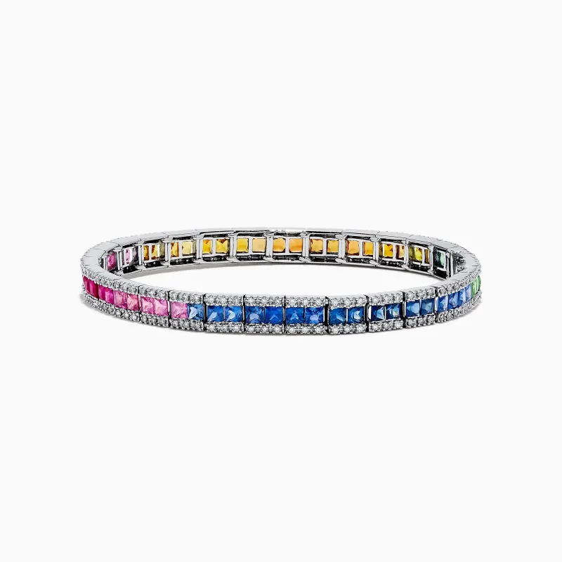 Watercolors 14K White Gold Multi Sapphire & Diamond Bracelet, 9.16 TCW sold by Effy