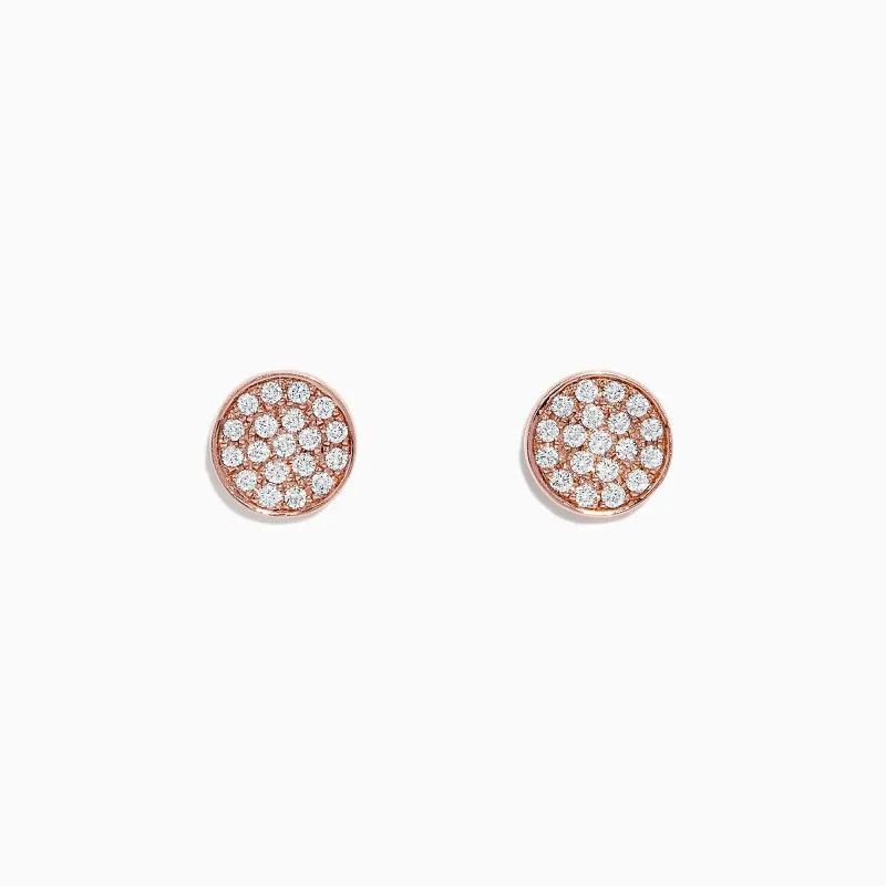 Pave Classica 14K Rose Gold Diamond Stud Earrings, 0.38 TCW sold by Effy