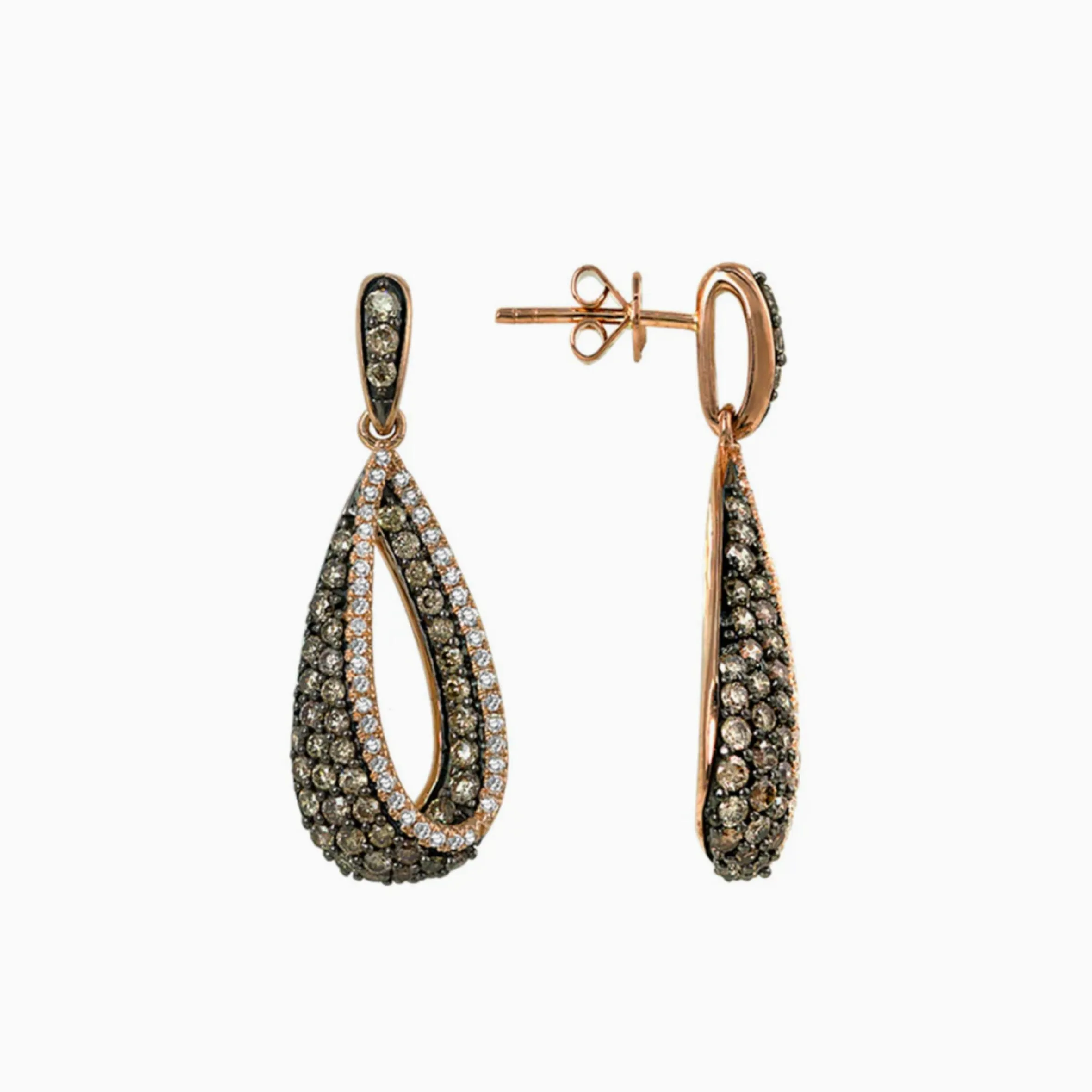 14K Rose Gold Espresso & White Diamond Earrings, 1.3 TCW sold by Effy