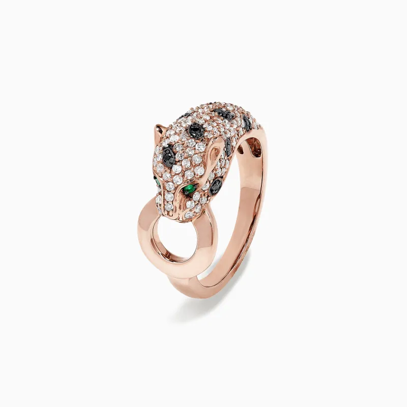 Signature 14K Rose Gold Diamond and Emerald Ring, 0.66 TCW sold by Effy