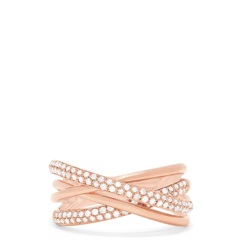 Pave Rose 14K Rose Gold Diamond Crossover Ring, 0.40 TCW sold by Effy