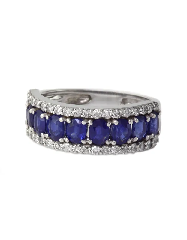 Gemma White Gold Blue Sapphire & Diamond Ring, 2.61 TCW sold by Effy