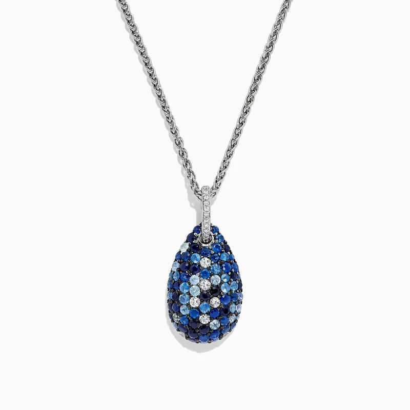 925 Sterling Silver Blue Sapphire & Diamond Pendant, 3.26 TCW sold by Effy