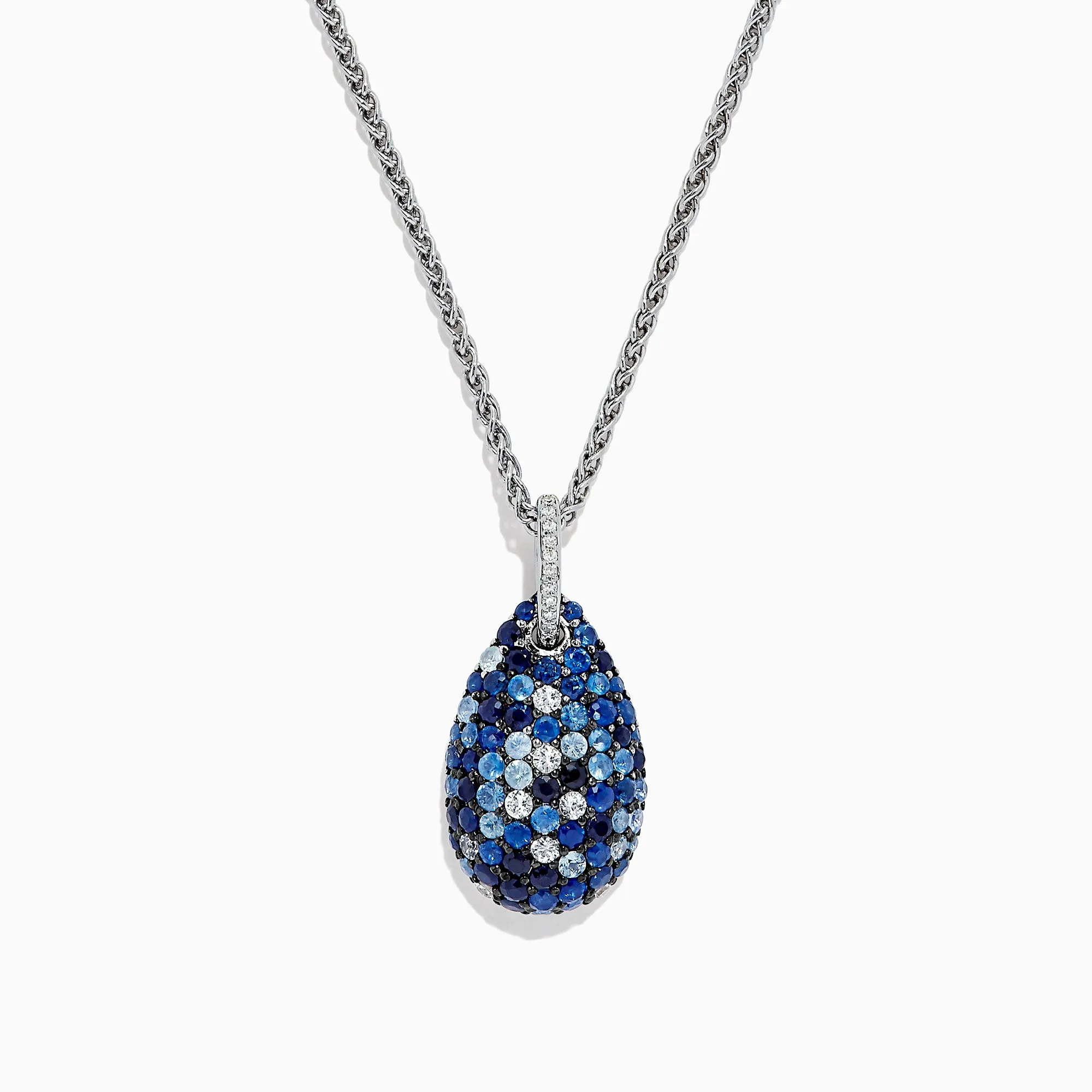 925 Sterling Silver Blue Sapphire & Diamond Pendant, 3.26 TCW sold by Effy