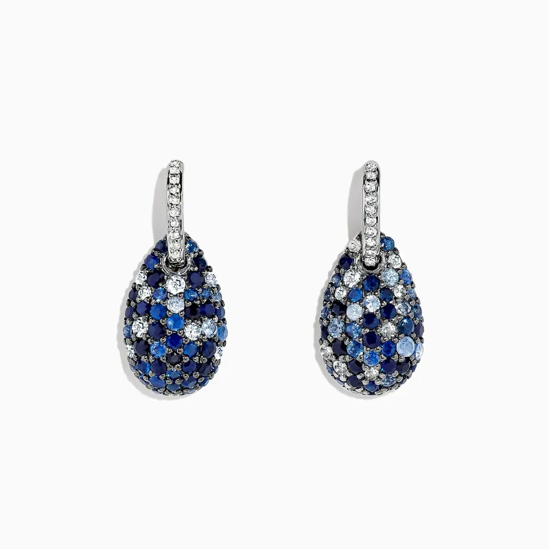 925 Sterling Silver Sapphire Splash & Diamond Earrings, 2.59 TCW sold by Effy