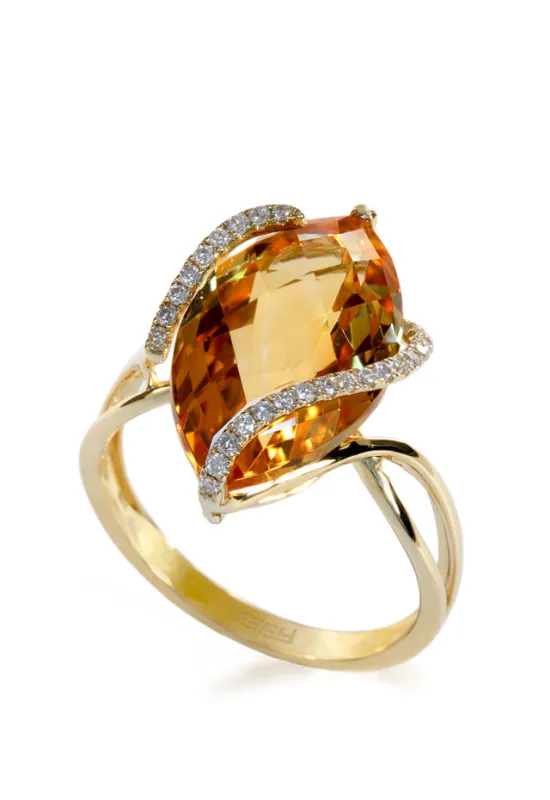 Sunset 14K Yellow Gold Citrine and Diamond Ring, 6.29 TCW sold by Effy
